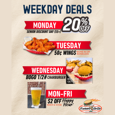 Weekday Deals at Foster’s Grille